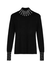 Sort strik bluse med bling turtleneck - ITNOV24